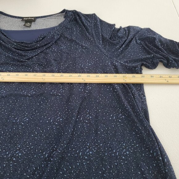 Maggie Barnes Womens Blue Animal Print Drape Neck Blouse SIze 3X Mob Wife Career - Picture 6 of 8